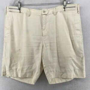 POLO RALPH LAUREN Shorts Mens 40 Linen Tussah Silk Chino Herringbone Off White